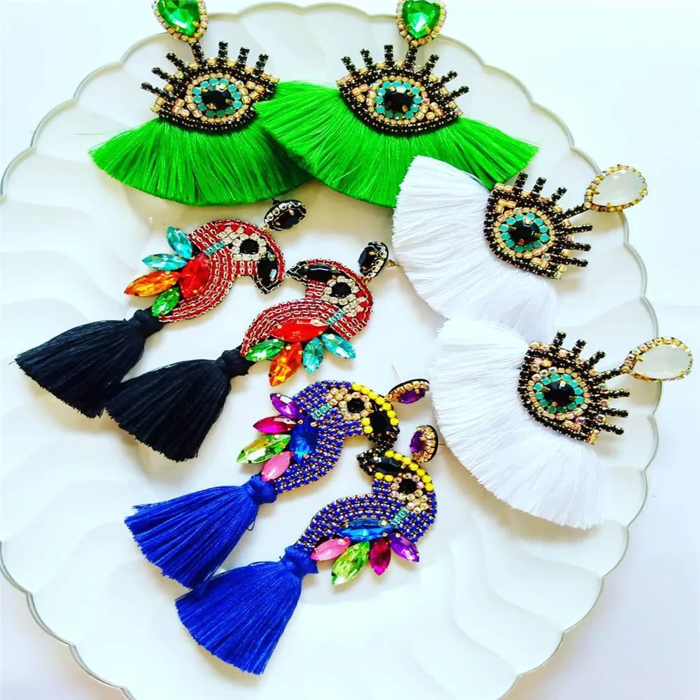 

Miwens Luxury Eyes Cloth Crystal Metal Drop Dangle Earrings Bohemia Ethnic Trendy Handmade High Quality Female Jewelry Brincos