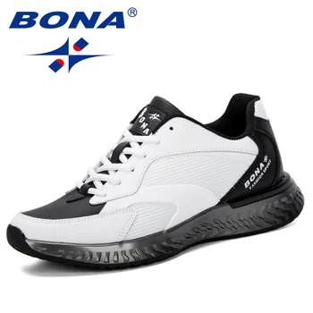 

BONA 2019 Spring Autumn Antiskid Bottom Shoes Lightweight Male Comfortable Fashions Hombre Sneakers Cow Leather Men Casual Shoes