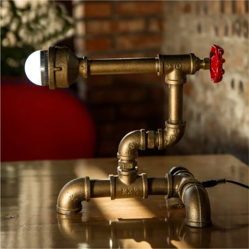 Us 6825 25 Di Scontomano Fai Da Te Unico Vintage Tubo Di Acqua Luci Del Tubo Lampade Da Tavolo Lampade Da Tavolo Illuminazione Di Vacanza Bar