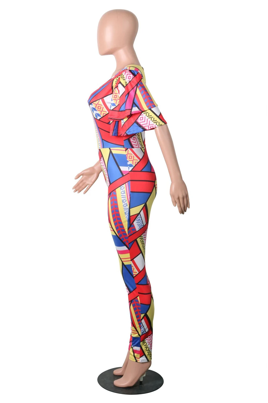 BAIBAZIN African Dashiki for Wome Print Fashion Casual Round Neck Jumpsuits Loose Sleeve