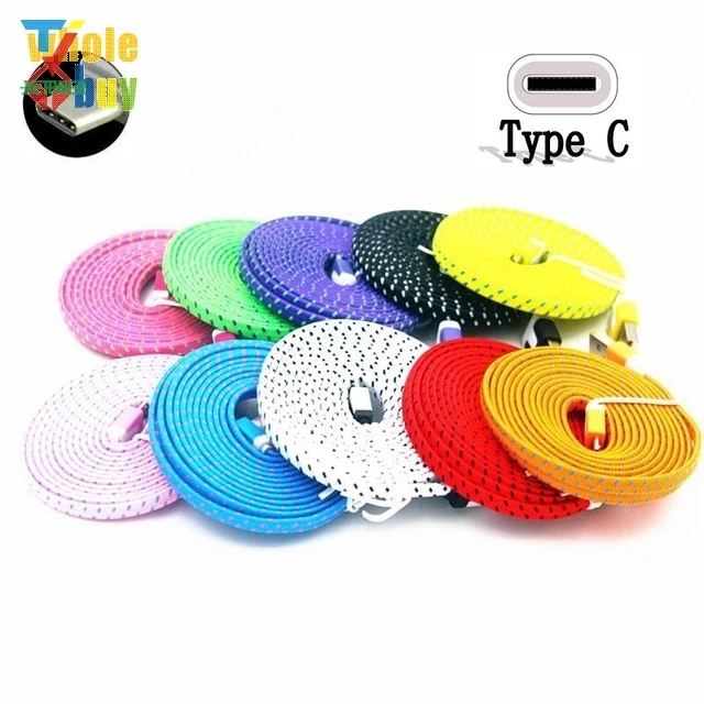 US $241.85 500pcslot Highquality USB Data Sync flat braided Charger Cable Cord Wire 5pin 8pin Type C For iPhone Android phone 1M2M3M