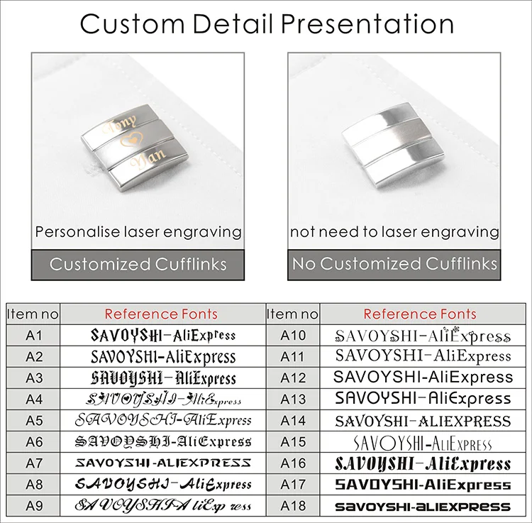 SAVOYSHI Индивидуальные свадебные юбилейные запонки лазерное выгравированное имя запись Популярные персонифицированные запонки для мужских ювелирных изделий