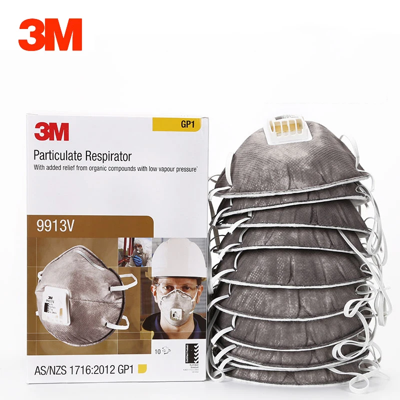 

3M 9913V Dust Mask Activated carbon Anti-particle Protective Mask with Valve / Organic Steam Odor Reduction (headband type)