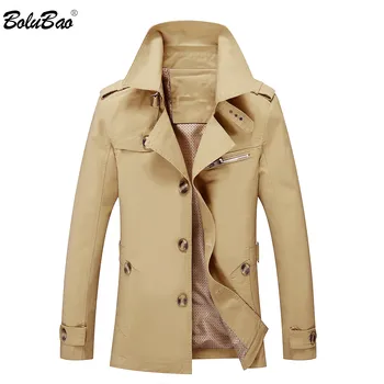 

BOLUBAO New Men Trench Coats Autumn Fashion Brand Men's Slim Fit Solid Color Trench Casual Thin Section Trench Male