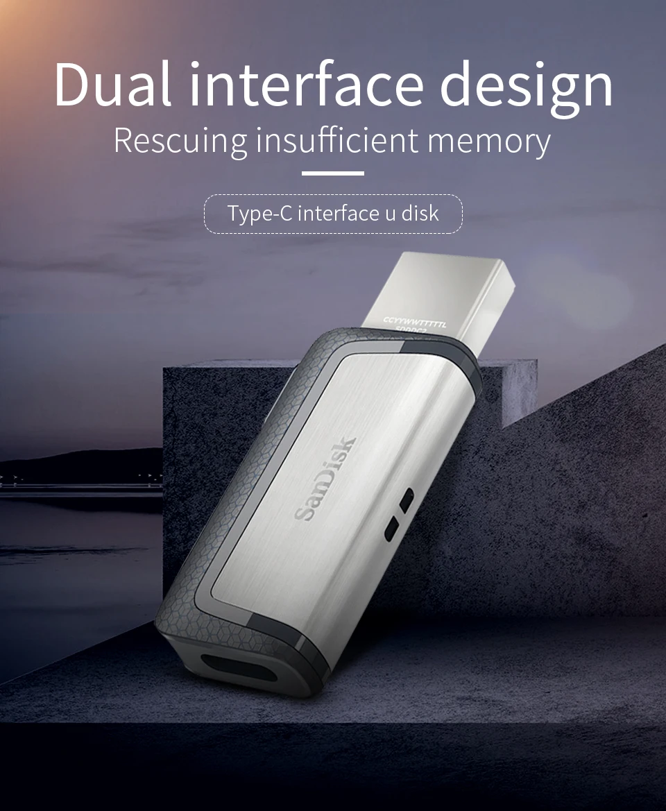 Sandisk type-c USB 3,1 флеш-накопитель двойной OTG usb флеш-накопитель многоцелевой usb флеш-накопитель 32 Гб 64 Гб 128 ГБ