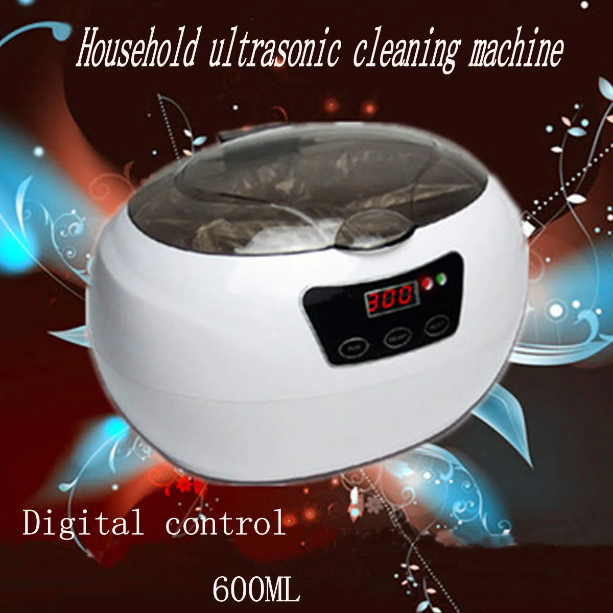 

600ml 50W Ultrasonic Cleaner Cleaning Machine Intelligent Control Ultrasonic Cleaner Bath for Jewelry Diamond Glasses 110V