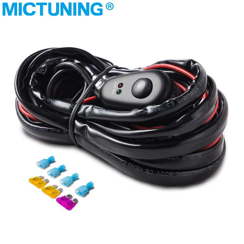 

10 Car Auto Led Work Lamp Driving Light Wiring Loom Harness Offroad Led Light Bar Wire Cable 40A 12v 24v Switch Relay Kit