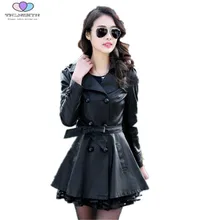 Новая Осенняя зимняя женская куртка из искусственной кожи Куртка из потертой искусственной кожи женская тонкая кожаная куртка размера плюс S-5XL TNLNZHYN E200