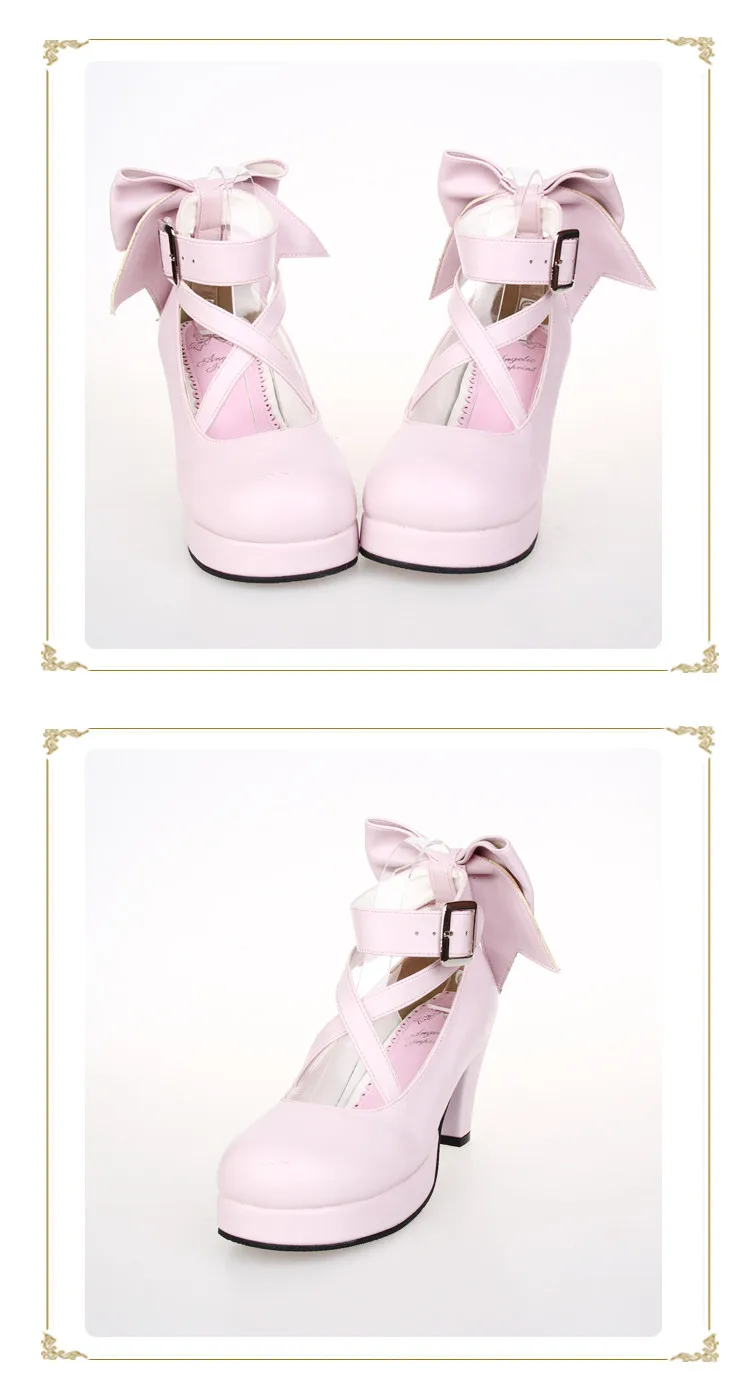 Puella маги Мадока Magica Kaname Мадока обувь для косплея японский Милая принцесса Лолита обувь с милым бантом на высоком каблуке