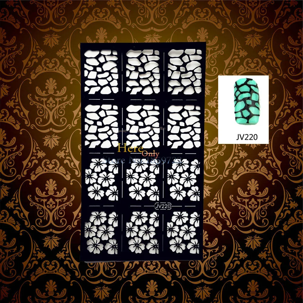 

1PC Fashion Hollow Nail Art Foil Template Decal Flower Pattern Manicures Sticker Stencil HBV220 Holo Nail Vinyl Polish Accessory