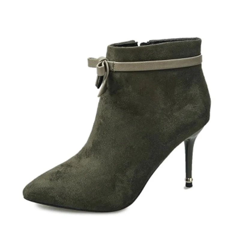 

2018 winter new sexy fashion wild plus suede pointed high heel stiletto in the tube boots women's boots was thin
