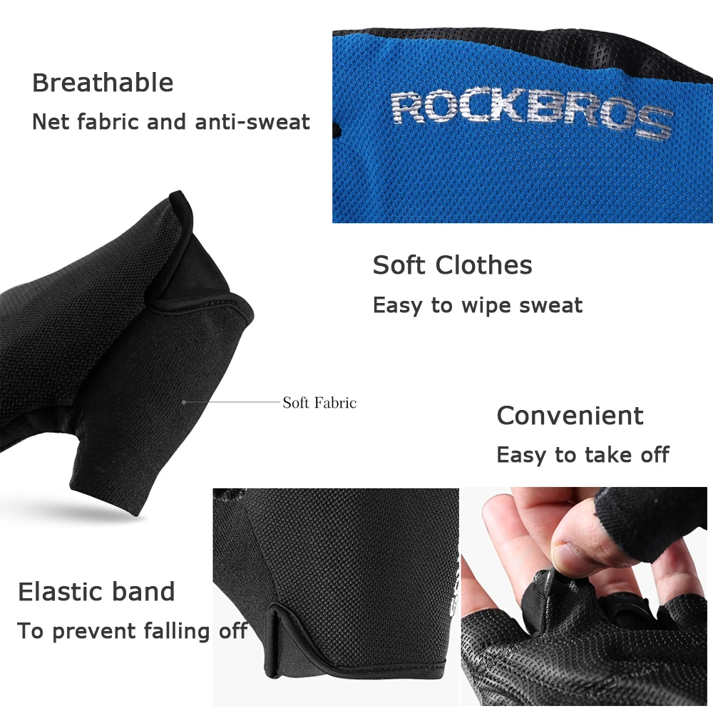 ROCKBROS велосипедные перчатки для MTB Half Finger ударопрочный дышащий Противоскользящий Мужской Велосипедные Перчатки велосипедные аксессуары