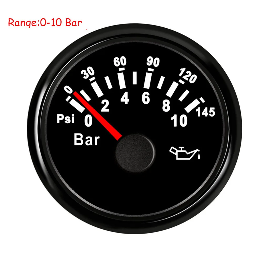 52 мм Лодка Автомобильный манометр давления масла 5 бар/10 бар манометр 9~ 32 В с подсветкой