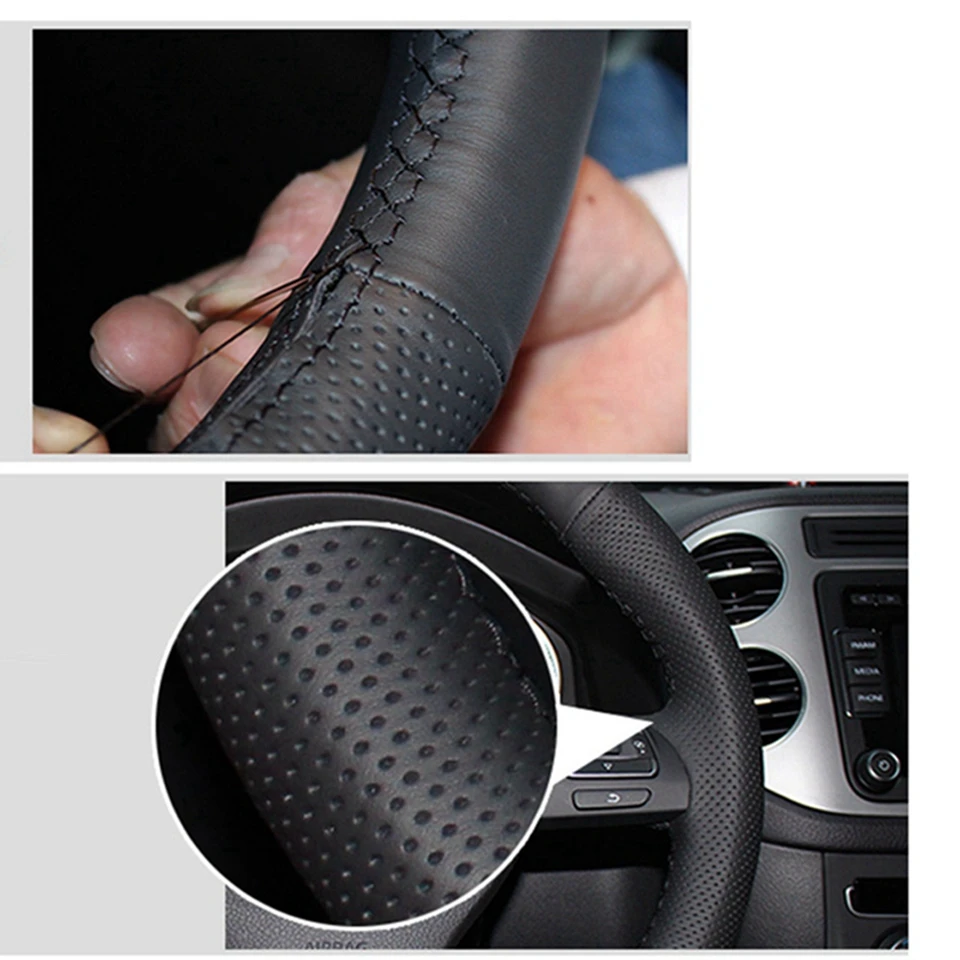 Вручную прошитый Руль Обложка Черный искусственного кожаный чехол на руль для Ford Focus 2 2005-2011(3-говорил
