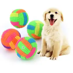 Собака эластичная вспышка света пищалые игрушки колючий шар собака мольный мотив пластиковые развлекали игрушка продукция для домашних
