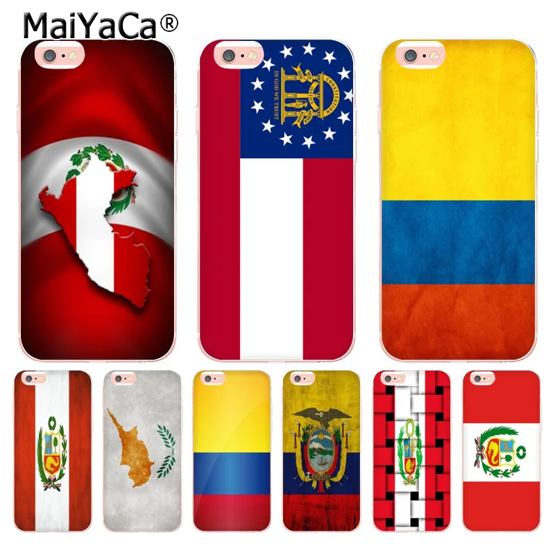 

MaiYaCa Colombia Peru Cyprus Georgia Flag Coque Shell Phone Case for Apple iPhone 8 7 6 6S Plus X 5 XS XR XSMAX