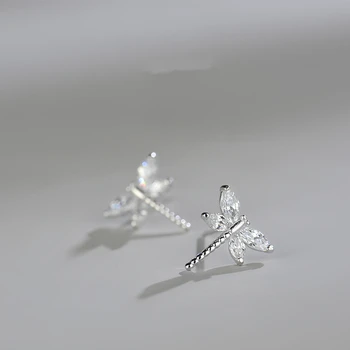 

Prevent allergy 925 Sterling Silver Jewelry Women Fashion Cute Tiny Dragonfly Stud Earrings Gift For Girls Kids Lady eh631