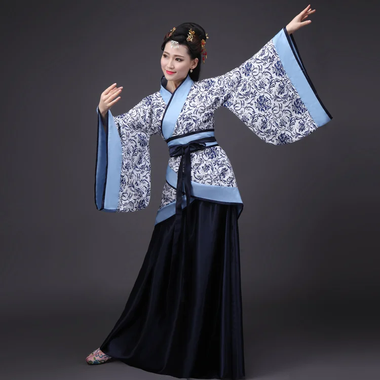 Китайский национальный Древний китайский костюм ханфу для девочек традиционная Женская одежда платье hanfu узор народный танец династии Тан одежда - Цвет: 9