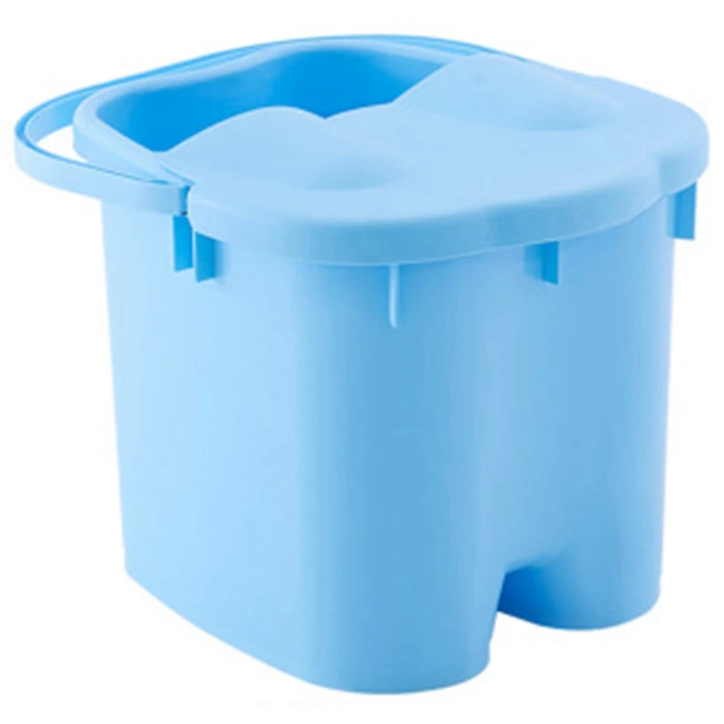 Blue Foot Soaking Bucket Abs Plastic Foot Bath Tub Massage Roller Footbath Barrel With Lid Household Spa Health Care Tool - Цвет: Blue