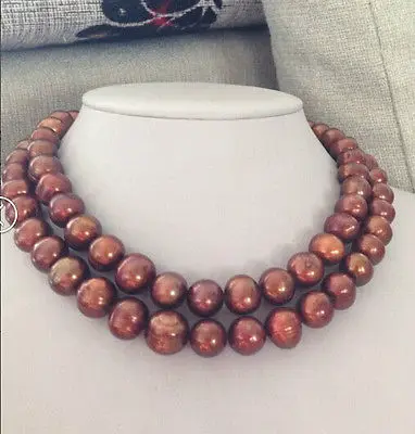 

HOT## Wholesale FREE SHIPPING > 33INCH 12-13MM SOUTH SEA BAROQUE CHOCOLATE PEARL NECKLACE