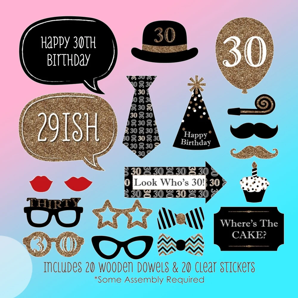 

30th 40th 50th Photo Booth Happy Birthday Photobooth Props Adult Birthday Party Decoration Photo Booth Birthday Party Supplies