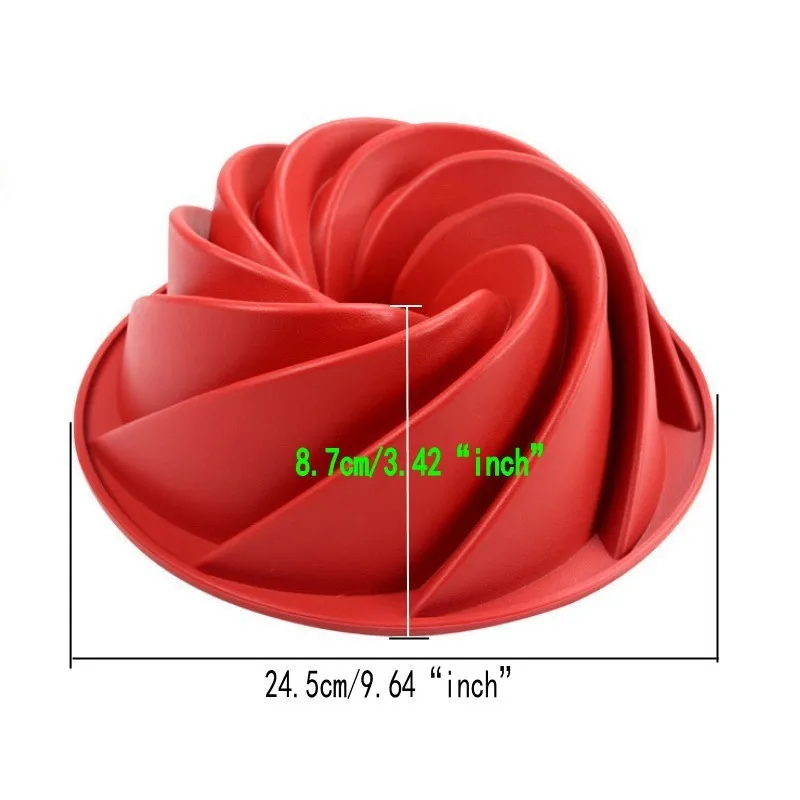 Food Grade 9 inches Silicone Mold Big Swirl Shape Silicone Butter Cake Mould Baking form Tools For Cake Mold Bakery baking dish