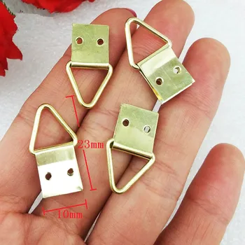 

Triangle Ring Hanging Picture Oil Painting Mirror Frame Mini Hooks Hangers With Screws,Yellow Color,10*23mm,20Pcs