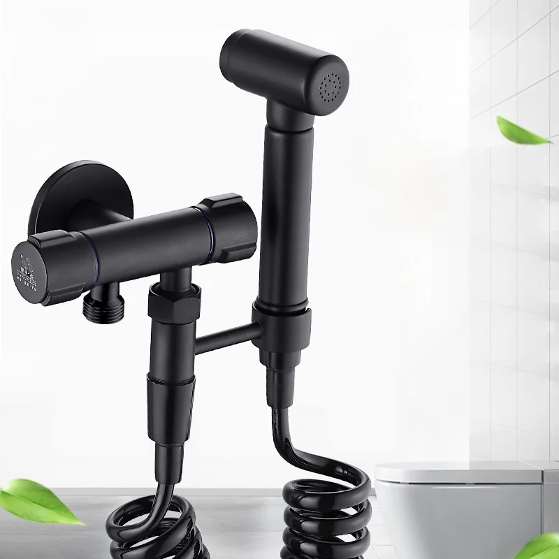 

Toilet Bidet Faucets Black Brass Single Cold Bathroom Toilet Shower Blow-fed Spray Gun Nozzle Bidet Taps Washing Machine Faucet