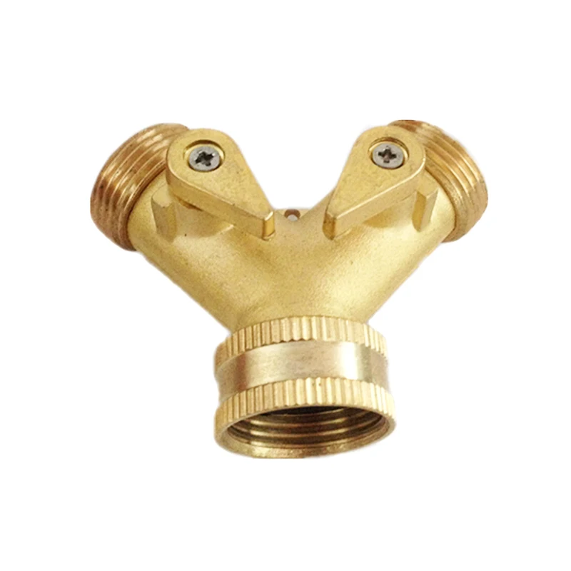 3/4Inch Garden Hose Splitter Brass Y Shape 2 Way Valve Faucet Taps