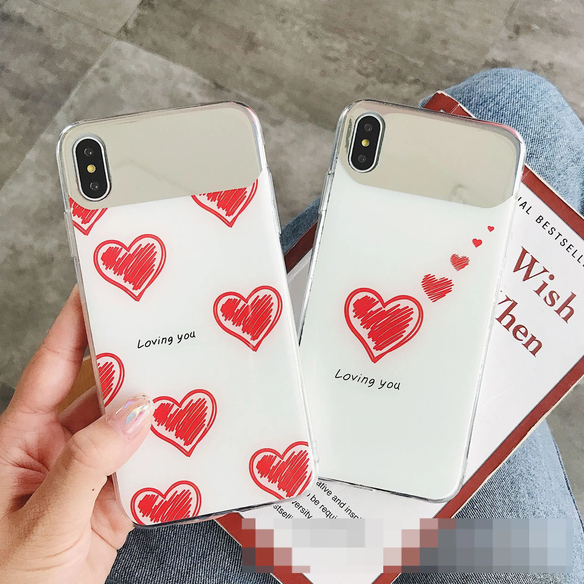 

Luxury Love Heart Mirror Phone Case For iphone X XR XS MaX Soft TPU Cases For iphone 6 6S 7 8 Plus Cover Coque Funda