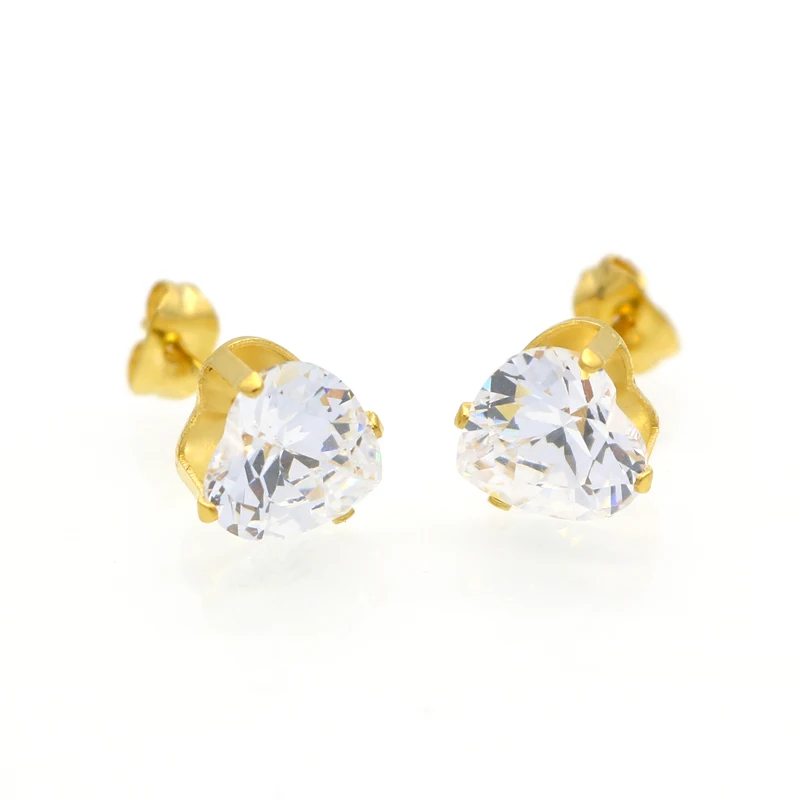 Женские серьги гвоздики в форме сердца с фианитом|heart stud earrings|stud earringsstud earrings for women