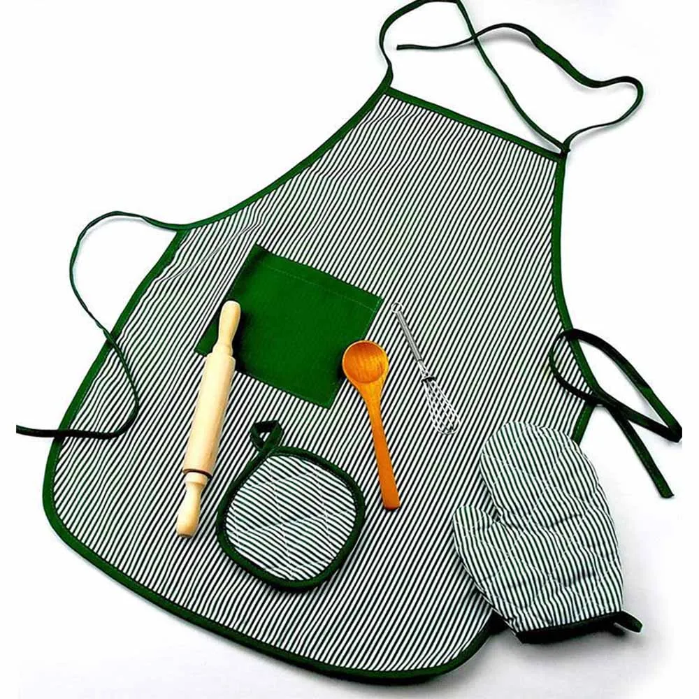 

Children Chef Set DIY Cooking Baking Suit Toys Set New Pretend Play Apron Gloves Rolling Pin Eggbeater Cooker Gift For Kids