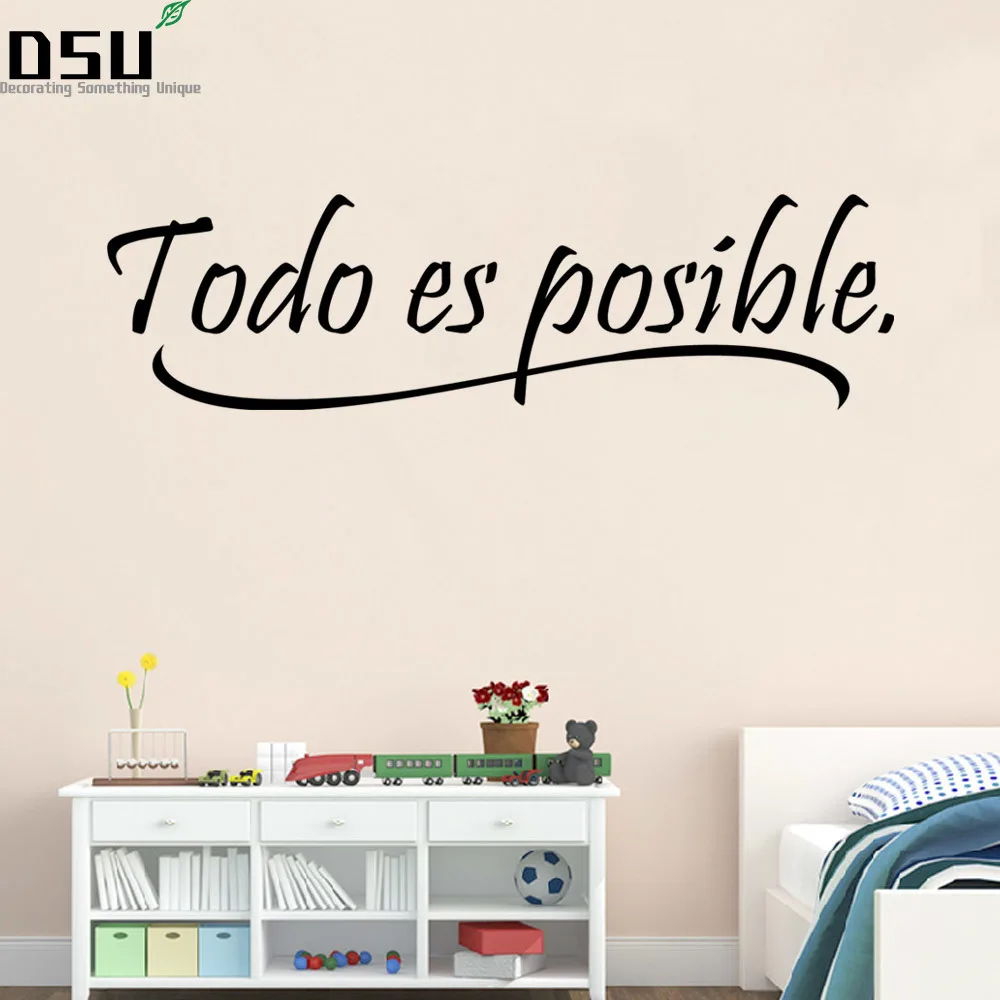 

AW9221 Everything Is Possible Spanish Inspiring Quotes Wall Sticker Home Decor Bedroom Kids Vinyl Wall Mural Decal Wallpaper