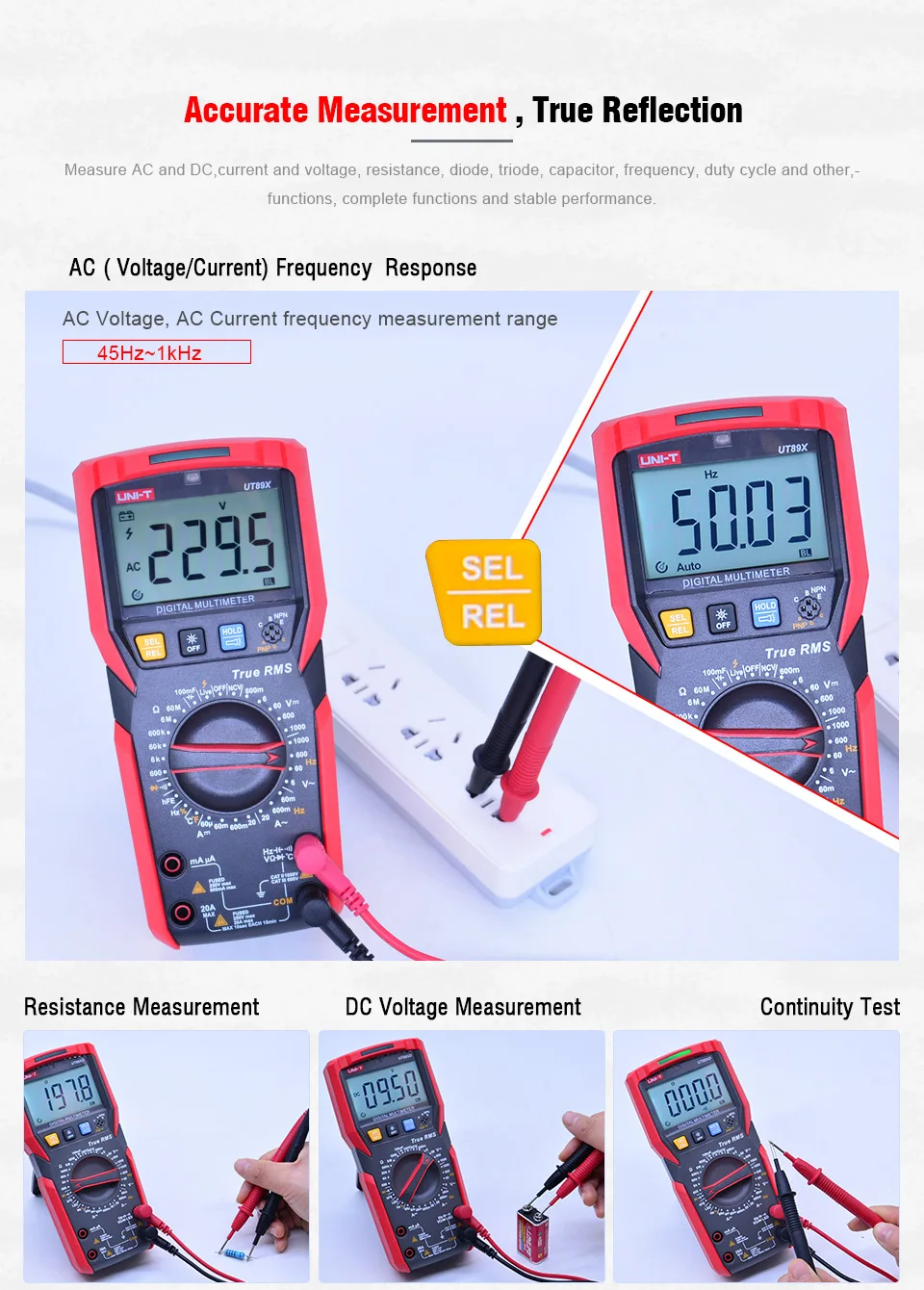 UNI-T UT89X TRMS мультиметр тестер ac dc Вольтметр Амперметр Емкость Сопротивление частоты тестер с тестом температуры