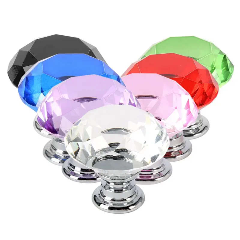 1pcs 30mm Diamond Crystal Glass Alloy Door Drawer Cabinet Wardrobe Pull Handle Knobs Drop Worldwide Store