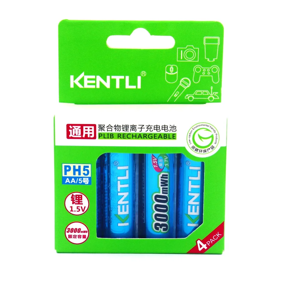 4 шт. KENTLI 1 5 в AA PH5 3000mWh PLIB литий ионная полимерная литиевая батарея + порта AAA
