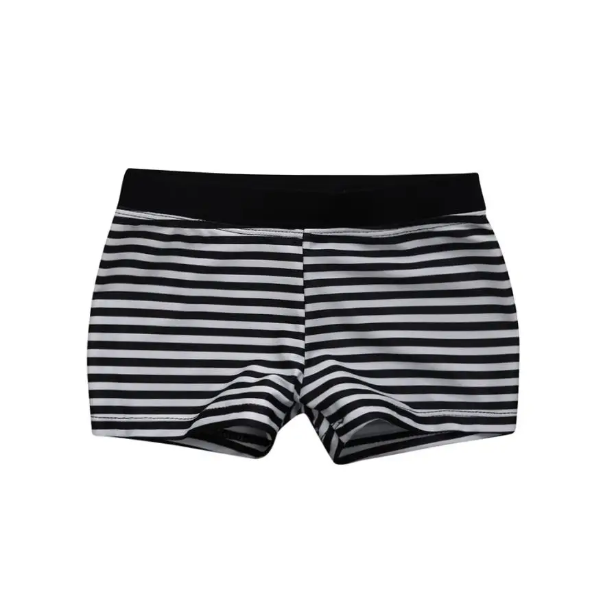 Детский полосатый стрейчевый пляжный купальник для мальчиков, плавки, шорты, новинка 15 - Цвет: Черный