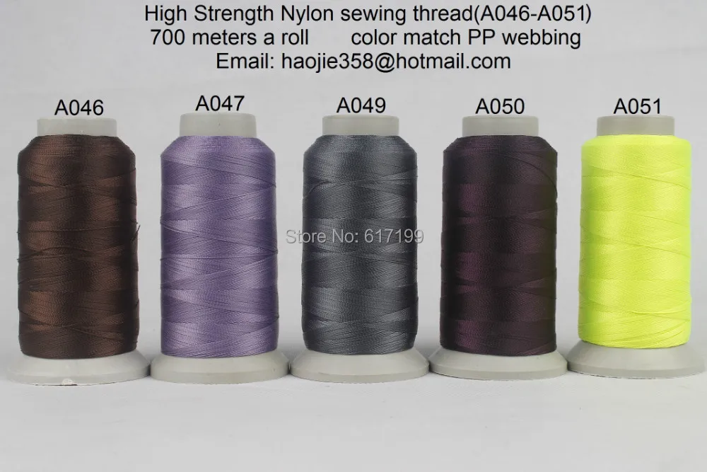 

700 meters a roll High Tenacity Nylon sewing threads (A046-A051) color match PP webbing (5 rolls a pack)