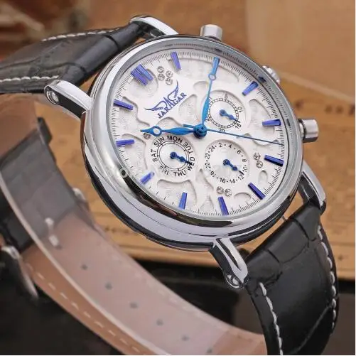 Мужские механические часы JARAGAR наручные с синими стрелками для даты|horloge heren|horloge