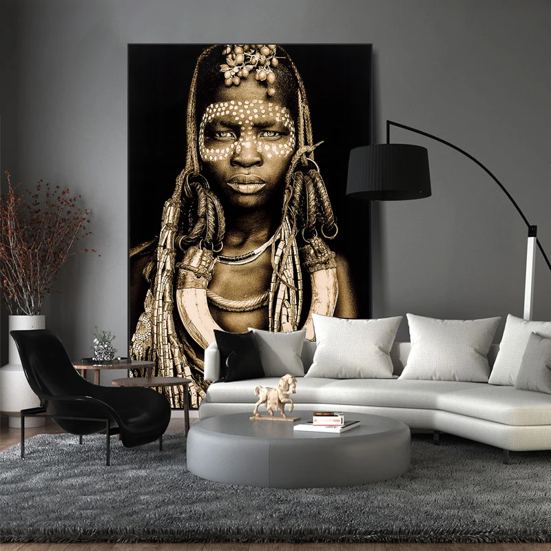 

Nordic Poster Vintage Wall Art African Women Prints Wall Art Canvas Painting Wall Pictures For Living Room Unframed SJ