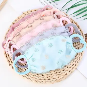 

Women's spring summer flower embroidery thin cotton mask female PM 2.5 breathable summer sunscreen lace mouth-muffle R1089