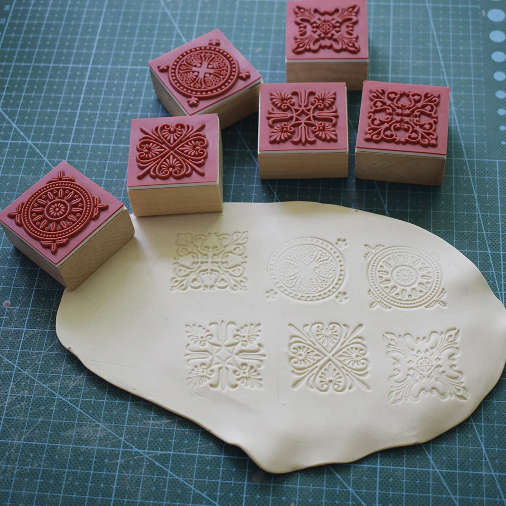 

High Quality Square Emboss Stamp Baroque Mandala Lace Texture Sculpture model ceramic polimerica pottery Polymer Clay tools
