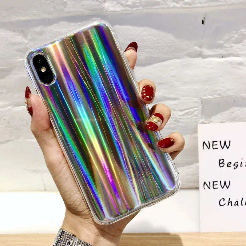 

Luxury IMD Laser Shining Case For iPhone X 7 7Plus 8 8Plus Soft TPU Back Cover For iPhone 6 S 6Plus 6S Plus Glitter Rainbow Case