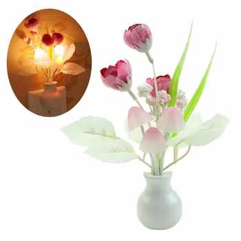 

US Plug Flower Shape Light Light-control Switch Sensor LED Night Lamp Baby Kid Children Bedroom Lights