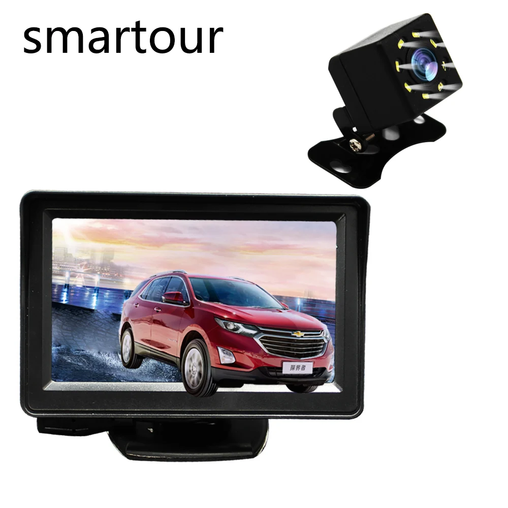 Smartour kamera samochodowa uniwersalna lampa LED HD widok z tyłu kamera cofania i parkowania 4.3TFT LCD monitor samochodowy parking syst Smartour kamera samochodowa uniwersalna lampa LED HD widok z tyłu kamera cofania i parkowania 4.3TFT LCD monitor samochodowy parking syst