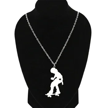 

Wholesale Trendy Skateboard Necklace Skateboard Stainless Steel Heart Pendant Necklace Fashion Jewellery Gift 12pcs/lot