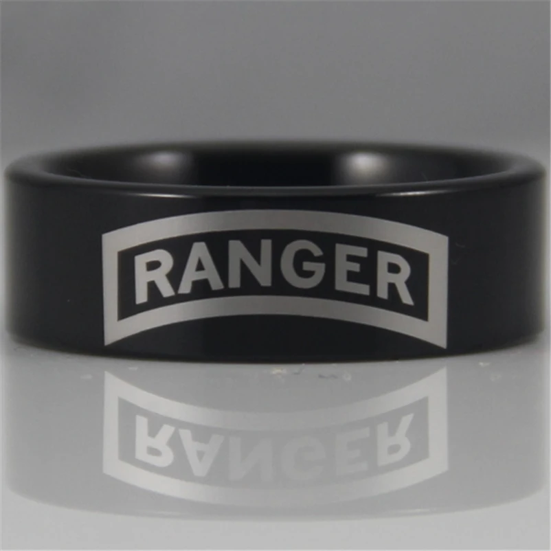 

YGK YGK JEWELRY 8MM Black Pipe Army Ranger Design New Men's Tungsten Comfort Fit Ring