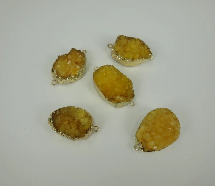 3 шт. оптовая продажа Женские кулоны Geode Druzy милый Окрашенный желтый цвет