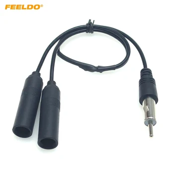 

FEELDO 10PCS Auto Antenna FM/AM Antenna Cable Adapter Aluminum Plug In 1 For 2 Extension Car Stereo Audio Cable Radio Antenna
