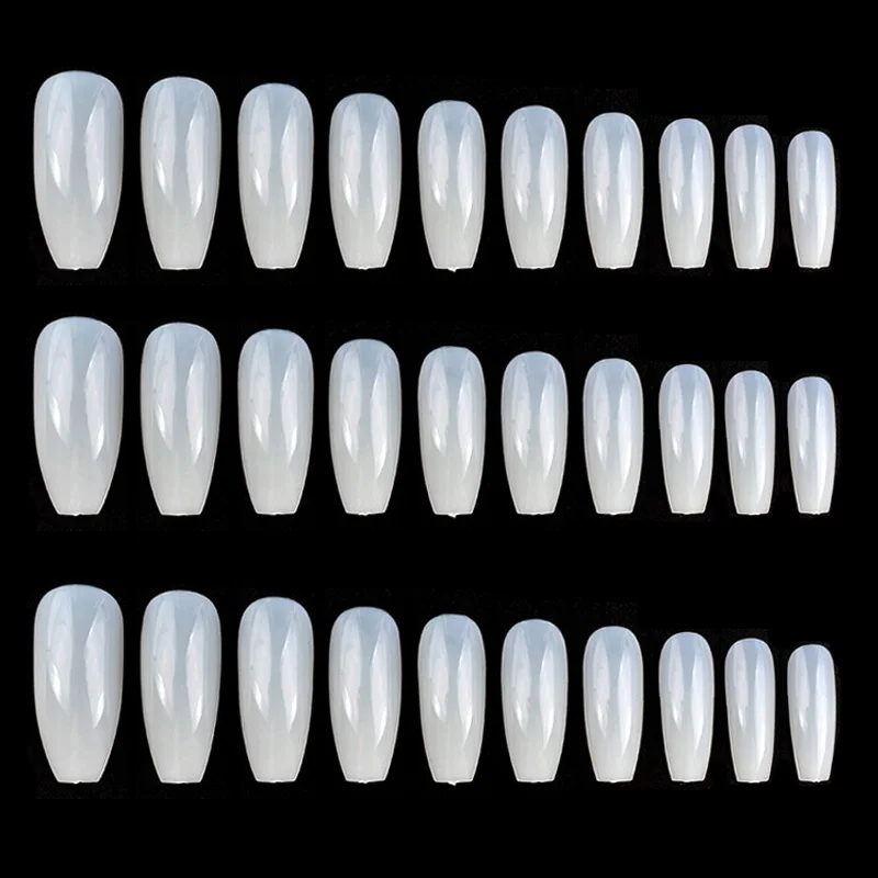 100/500 шт./пакет балерины для дизайна ногтей накладные кончики для дизайна ногтей прозрачный натуральный белый плоская форма полное покрытие маникюр накладные ногти